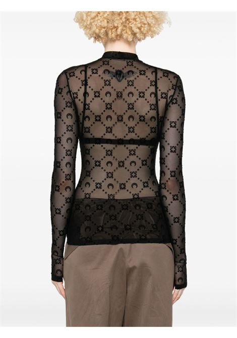 mesh moongram highneck top woman black MARINE SERRE | WTO388A CJER0005BK99